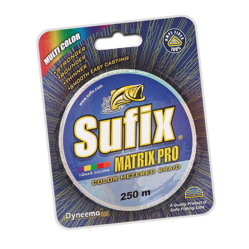 Леска плетеная SUFIX Matrix Pro разноцвет. 250 м 0.20 мм 18 кг